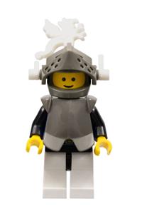 Armored Knight with Breastplate - Armored Knight wearing a dark gray helmet and visor over blue breastplate armor with white dragon plumes - cas167