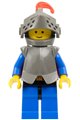 Armored Knight wearing red armor breastplate, dark gray helmet with visor, and a red feather accessory - cas171
