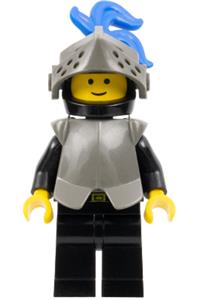 Armored Knight with Breastplate - Armored Knight wearing black breastplate armor, black helmet with dark gray visor, and blue 3-feather plume - cas173