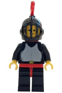 Black Knight with Breastplate - Black Knight with a black breastplate, black legs with red hips, black grille helmet with red plume, and red plastic cape - cas175