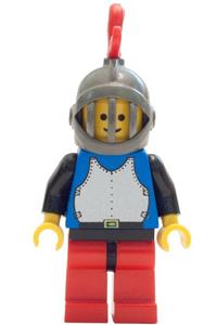 Blue Knight with Breastplate - Blue Knight with blue breastplate and black arms, red legs with black hips, wearing a dark gray grille helmet and red plume - cas185