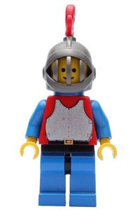 Breastplate - Red with Blue Arms, Blue Legs with Black Hips, Dark Gray Grille Helmet, Red Plume, Blue Plastic Cape cas189a