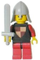 Knight from Knights Tournament with black helmet, red legs, black hips, and light gray neck-protector - cas229
