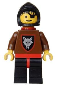 Wolfpack 2 Minifigure - Wolfpack leader of the Wolf People theme with brown arms, a black hood, and a red plastic cape - cas234