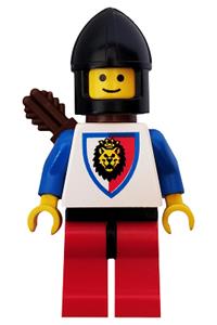 Royal Knight Minifigure - Knight 1 of the Royal Knights, with a black chin-guard, and carrying a quiver - cas239