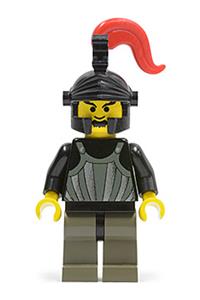 Fright Knight 1 Minifigure - Knight 1 from Fright Knights, wearing a black dragon helmet with a red plume - cas243
