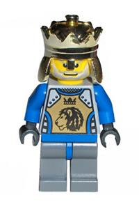 King Mathias Minifigure - King Mathias from Knights Kingdom II with blue arms - cas258a
