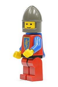 Crusader Lion Solider Minifigure - Crusader Lion Solider with red legs with black hips, a dark gray chin-guard, and a blue plastic cape - cas289