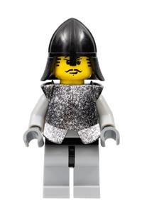 Armored Knight with Breastplate - Knight with black moustache in armor over light bluish gray with black neck-protector - cas304
