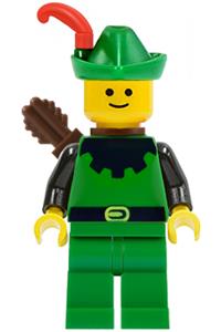 Forestman Minifigure - Forestman with a green hat adorned with a red feather and equipped with a quiver - cas321