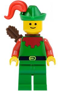 Forestman - red, green hat, red plume, quiver cas323