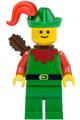 Forestman - red, green hat, red plume, quiver - cas323