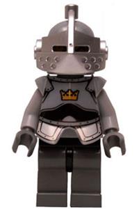Fantasy Era - Crown Knight Plain with Breastplate, Helmet with Visor, Curly Eyebrows and Goatee, Black Hips, Light Bluish Gray Legs cas350