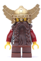 Fantasy Era - Dwarf, Dark Brown Beard, Metallic Gold Helmet with Wings, Dark Red Arms, Smirk and Stubble Beard - cas356