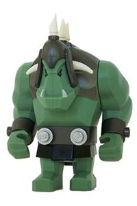 Big Fig Troll - Big Troll figure from the Fantasy Era in sand green with pearl dark gray armor and 5 white horns - cas364