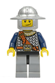 Crown Knight from Fantasy Era with a scale mail and chest strap, broad brim helmet, dual-sided head, light bluish gray legs, and a quiver - cas374
