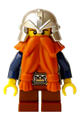 Fantasy Era - Dwarf, Dark Orange Beard, Metallic Silver Helmet with Studded Bands, Dark Blue Arms, Pale Brown Beard - cas377