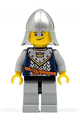 Crown Knight from Fantasy Era wearing scale mail with a crown, helmet with neck protector, and a crooked smile - cas382