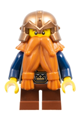 Dwarf from the Fantasy Era with a dark orange beard, wearing a copper helmet with studded bands and dark blue arms - cas390