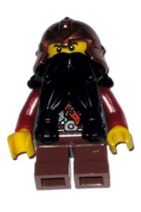 Fantasy Era - Dwarf, Black Beard, Copper Helmet with Studded Bands, Dark Red Arms cas391