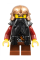 Dwarf from Fantasy Era with a black beard, wearing a copper helmet with studded bands and dark red arms - cas391