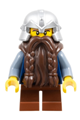Dwarf from the Fantasy Era with a dark brown beard, wearing a metallic silver helmet with studded bands and sand blue arms - cas393