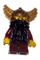 Fantasy Era - Dwarf, Dark Brown Beard, Metallic Gold Helmet with Wings, Dark Red Arms, Vertical Cheek Lines - cas394
