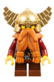 Dwarf from Fantasy Era with a dark orange beard, wearing a metallic gold helmet with wings and dark red arms - cas395