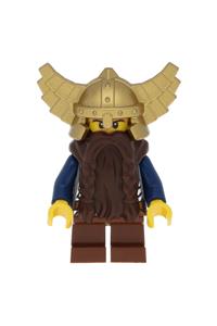 Fantasy Era - Dwarf, Dark Brown Beard, Metallic Gold Helmet with Wings, Dark Blue Arms cas405