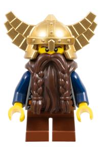 Fantasy Era - Dwarf, Dark Brown Beard, Metallic Gold Helmet with Wings, Dark Blue Arms cas405