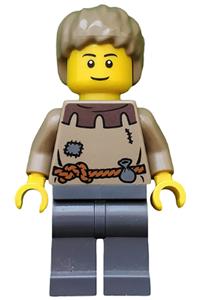 Peasant Male Young Minifigure - Young male peasant from the Fantasy Era with brown eyebrows and a thin grin - cas410