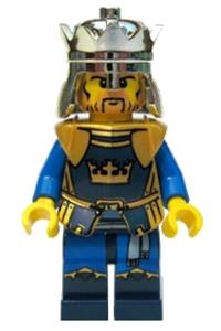 Crown King Minifigure - Crown King from Fantasy Era with printed legs, no cape, and a dark blue plume - cas425