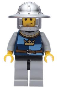 Crown Knight Quarters Minifigure - Crown Knight from Fantasy Era with helmet having a broad brim and vertical cheek lines - cas426