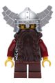 Fantasy Era - Dwarf, Dark Brown Beard, Metallic Silver Helmet with Wings, Dark Red Arms - cas429