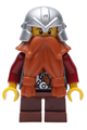 Fantasy Era - Dwarf, Dark Orange Beard, Metallic Silver Helmet with Studded Bands, Dark Red Arms - cas432