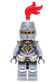 Minifigure wearing Lion Knight armor with lion head and belt, closed helmet, and gray beard - cas443