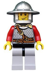Kingdoms - Lion Knight Scale Mail with Chest Strap and Belt, Helmet with Broad Brim, Vertical Cheek Lines cas447