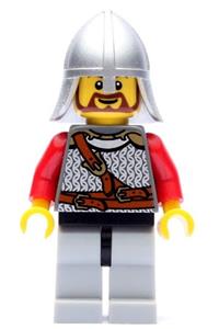 Kingdoms - Lion Knight Scale Mail with Chest Strap and Belt, Helmet with Neck Protector, Brown Beard Rounded cas450