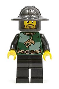 Dragon Knight Quarters Minifigure - Dragon Knight with a helmet with a broad brim, sporting a moustache and stubble - cas456