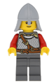 Kingdoms - Lion Knight Scale Mail with Chest Strap and Belt, Helmet with Neck Protector, Brown Eyebrows, Thin Grin - cas478
