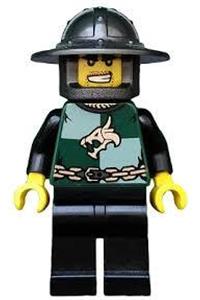 Dragon Knight Soldier Minifigure - Dragon Knight with a helmet with a broad brim and a gold tooth in the Kingdoms theme - cas487
