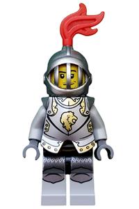 Lion Knight Minifigure - Minifigure in Lion Knight Armor with unique Lion Head, wearing a helmet with fixed grille - cas499