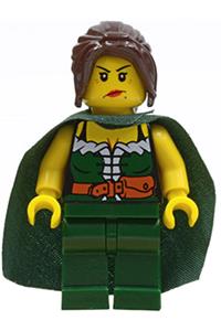 Chess Queen Minifigure - Chess Queen minifigure from the Kingdoms theme, wearing a dark green outfit - cas510