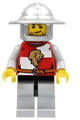 Lion Knight wearing quarters, broad brim helmet with crooked smile and scar resembling a chess pawn - cas513