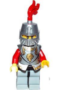 Lion Knight Minifigure - Minifigure in Lion Knight armor with closed helmet, featuring eyebrows and goatee similar to a Chess Bishop - cas514