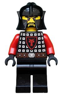 Dragon Knight Solider Minifigure - Dragon Knight with scale mail and dragon shield, wearing a cheek protection helmet and a black beard - cas522
