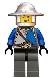 Castle - King's Knight Blue and White with Chest Strap and Crown Belt, Helmet with Broad Brim, Open Grin cas526