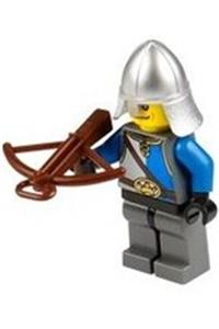Castle - King's Knight Blue and White with Chest Strap and Crown Belt, Helmet with Neck Protector, Scared Face cas530