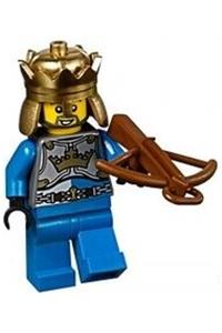 King's Knight Minifigure - Knight wearing a King's Knight breastplate with a crown and chain belt, topped with another crown - cas539