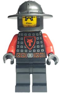 Dragon Knight Minifigure - Dragon Knight wearing scale mail with a Dragon Shield, and a helmet with a broad brim - cas541